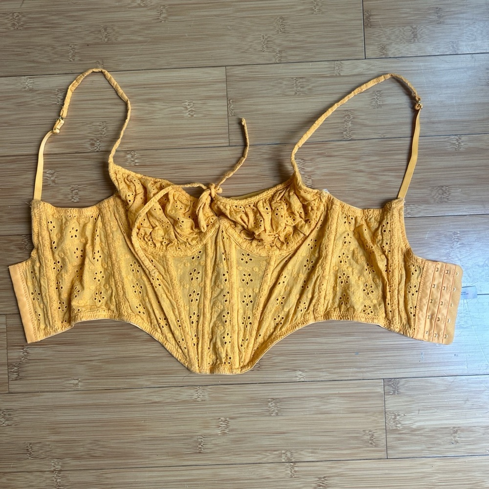 Urban Outfitters Yellow Eyelet Crop Top
